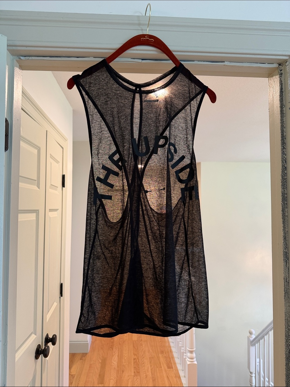 Black Sheer Graphic Muscle Tank "The Upside"